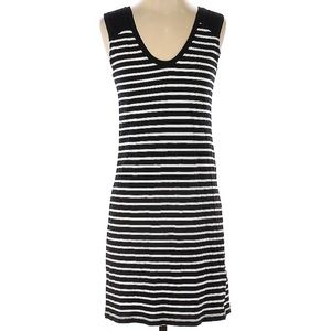 Banana Republic Sleeveless Black/ White Striped Mini Shirt Dress size Medium